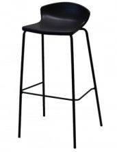 Easy Bar Stool, Black Painted Frame C493BBL. Choice Of Black Or White Shell. Chrome Frame Available